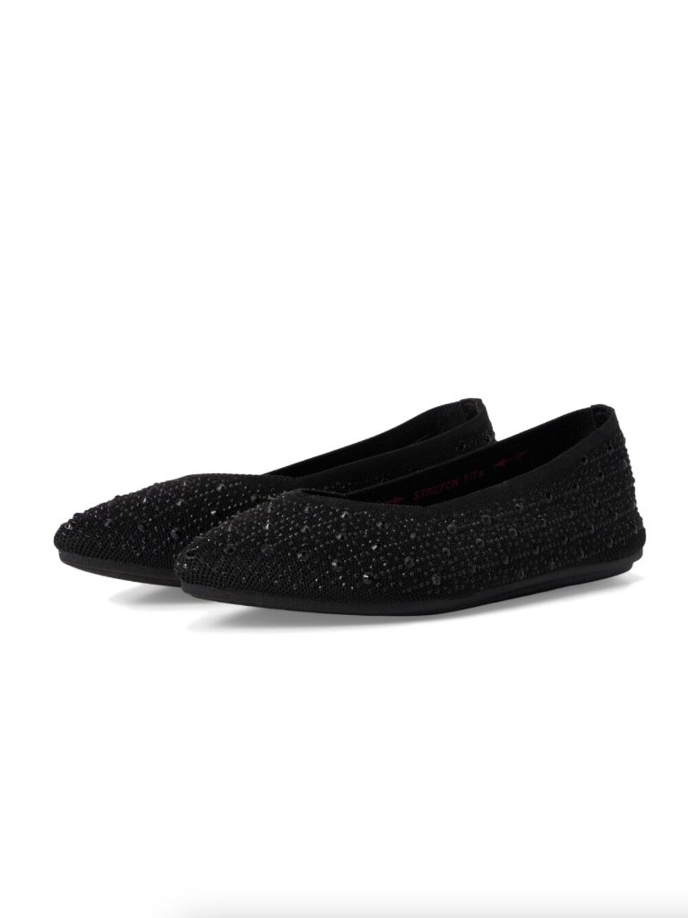 Skechers Slip On Textured Ballet Flats Black Cleo Point Whimisical Dreamy Size 9